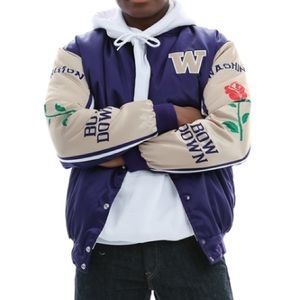 Twin Vision Activewear University of Washington Satin Bomber Jacket